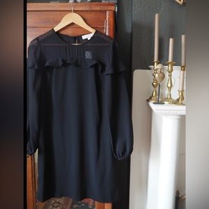 LOFT Black Ruffle Collar Dress